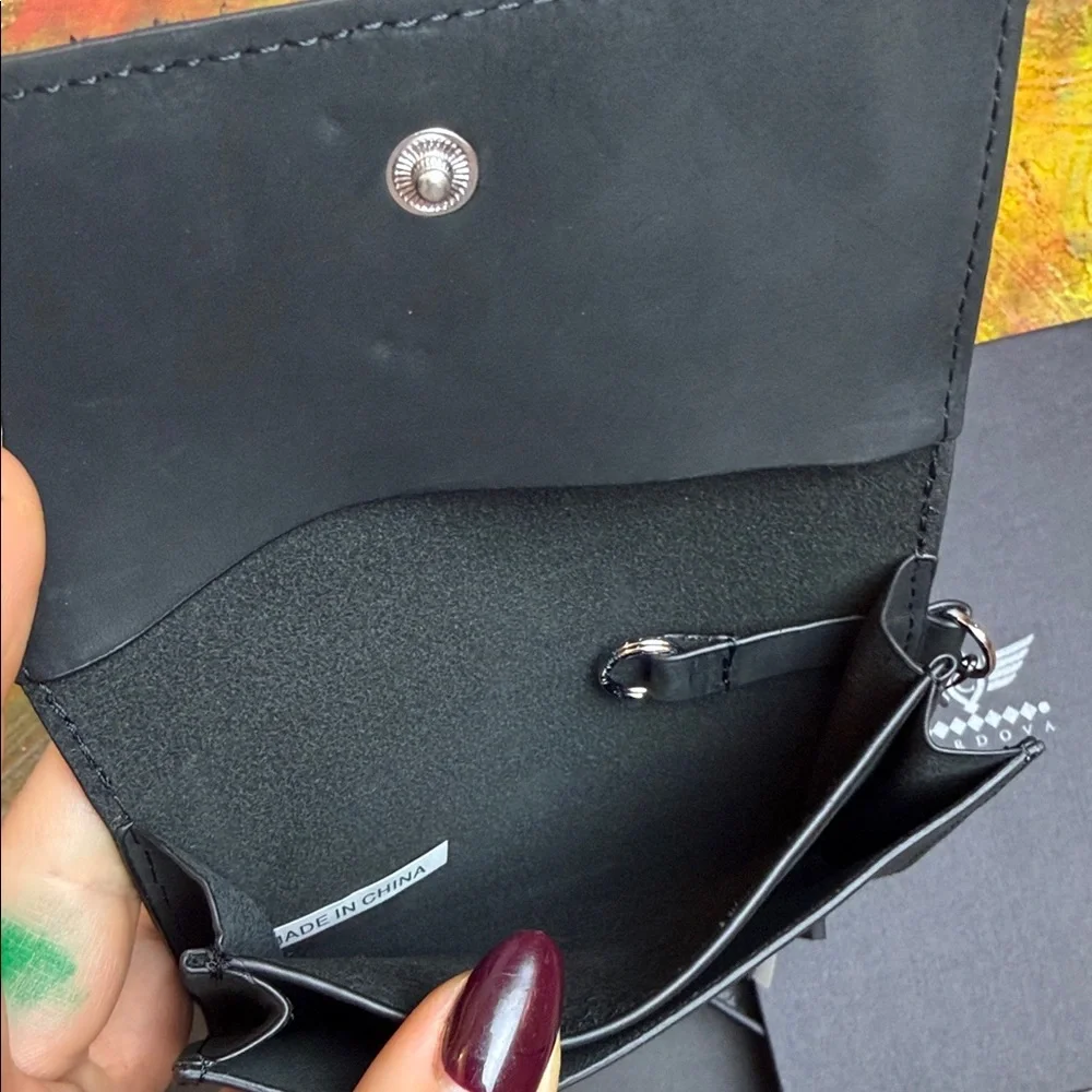 Cordova Diamond Colab. Black Bifold Wallet Minimalist NEW